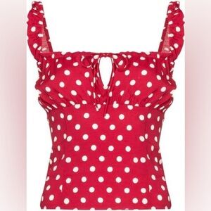 Reformation Red And White Polka Dot Cortese Top Size 6